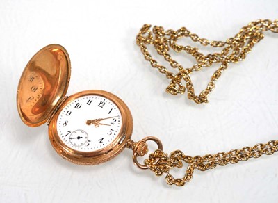 Lot 927 - A 14ct yellow gold fob watch, the white enamel...
