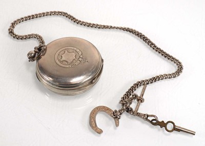 Lot 929 - A silver open face pocket watch, the white...