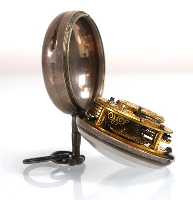 Lot 930 - A George III silver pair case pocket watch,...