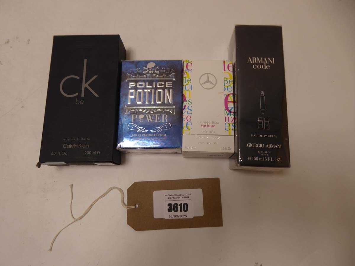 Lot 4x Perfumes to include Calvin Klein, Armani,...