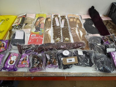 Lot 3709 - Selection of assorted colour and length wigs...