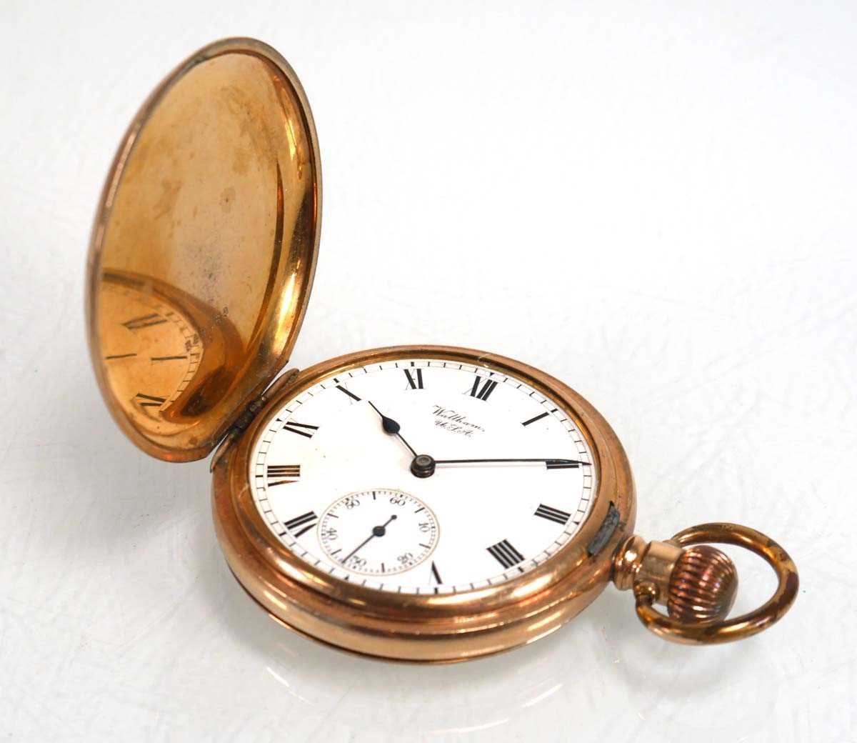 Lot 932 - A gold plated full hunter pocket watch by...