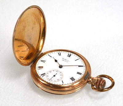 Lot 932 - A gold plated full hunter pocket watch by...