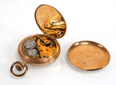 Lot 932 - A gold plated full hunter pocket watch by...