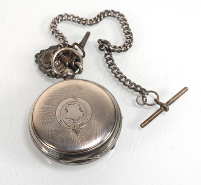 Lot 933 - A silver open face pocket watch, the white...