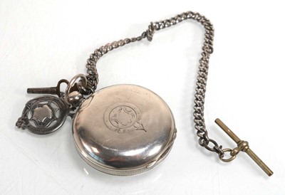 Lot 934 - A silver open face pocket watch, the white...