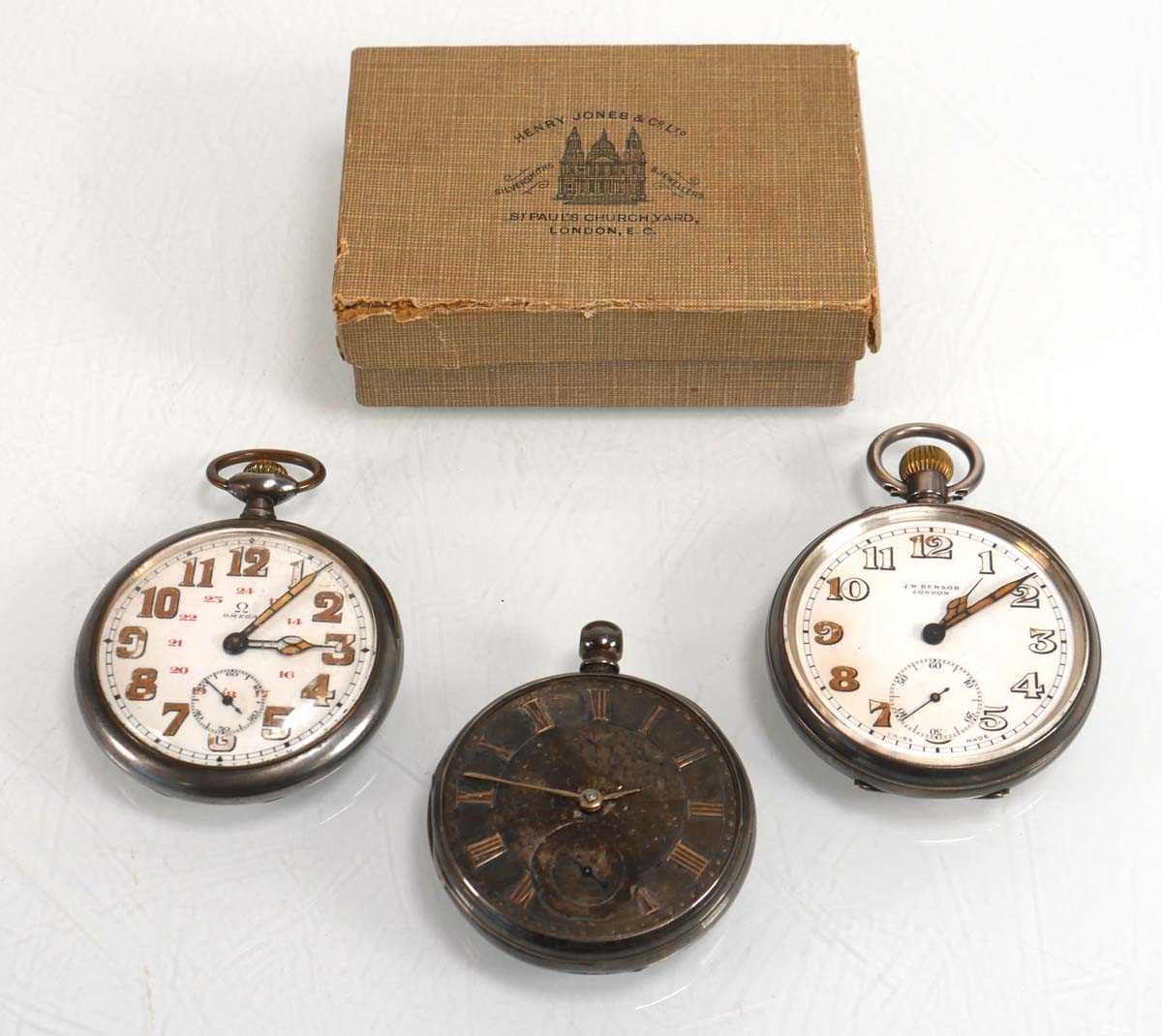 Lot 935 - A gun metal open face pocket watch by Omega, d....