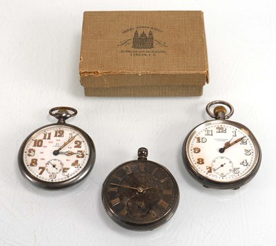 Lot 935 - A gun metal open face pocket watch by Omega, d....