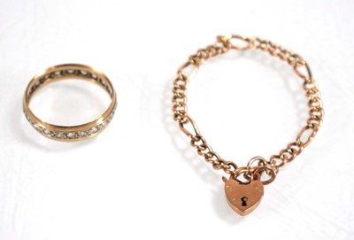 Lot 835 - A 9ct yellow gold child's figaro link bracelet,...