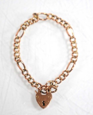 Lot 835 - A 9ct yellow gold child's figaro link bracelet,...