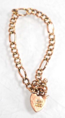 Lot 835 - A 9ct yellow gold child's figaro link bracelet,...