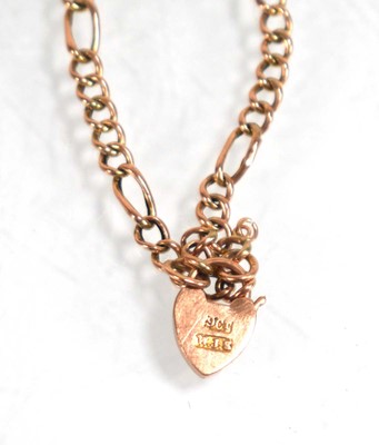 Lot 835 - A 9ct yellow gold child's figaro link bracelet,...