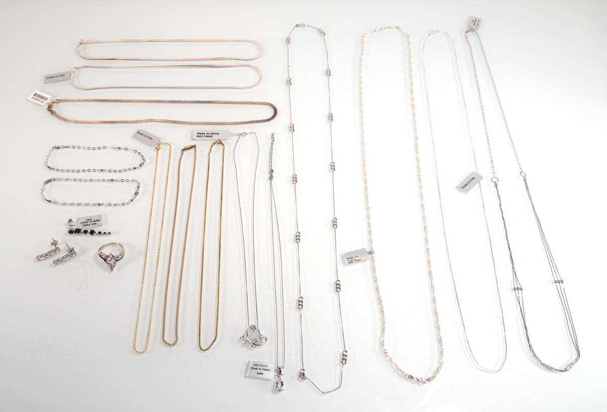 Lot 836 - A group of silver jewellery including a dress...