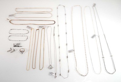 Lot 836 - A group of silver jewellery including a dress...