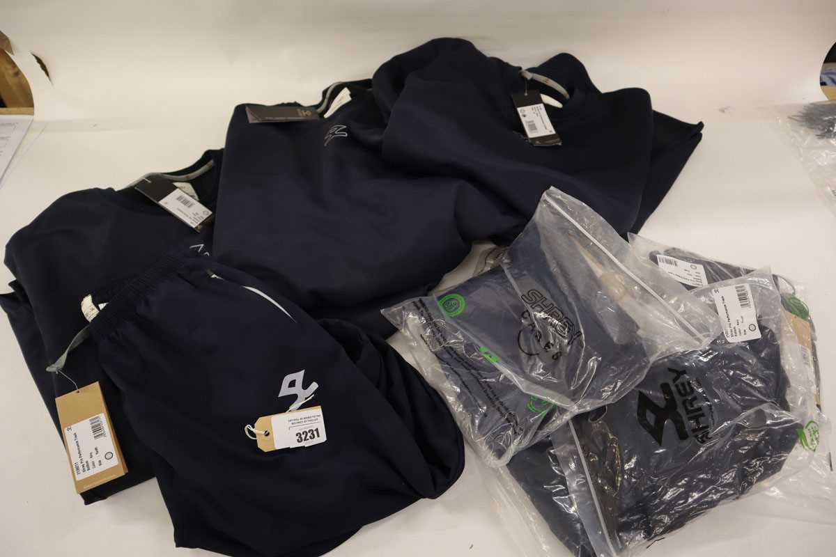 Lot 10x assorted Shrey navy hockey clothing items...