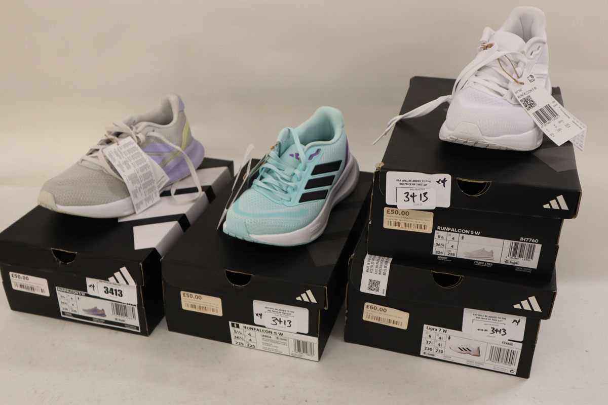 Lot 4x boxed pairs various Adidas trainers