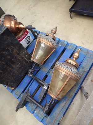 Lot 4390 - Set of 3 copper and wrought iron vintage style...