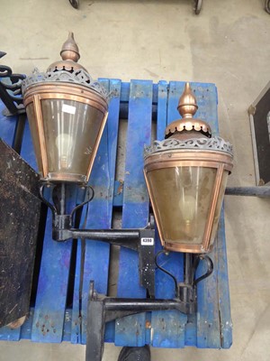 Lot 4390 - Set of 3 copper and wrought iron vintage style...