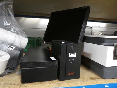 Lot 2229 - APC backup power monitor and a till box