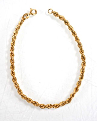 Lot 841 - A 9ct yellow gold ropetwist bracelet, l. 18 cm,...