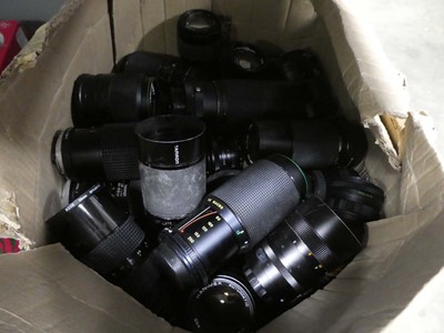 Lot 2297 - Box containing a quantity of camera lenses