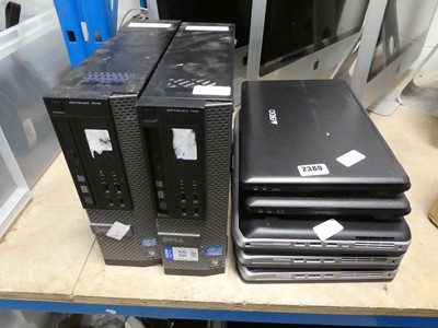 Lot 2380 - 5 assorted laptops and 2 Dell computer base units