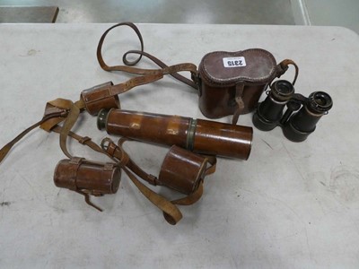 Lot 2315 - Three leather cased vintage viewing scopes to...