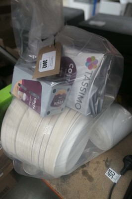 Lot 3042 - Lot of Tassimo coffee pods, disposable plates,...
