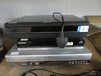 Lot 2555 - Samsung Freesat box, a Phillips CD and VHS...