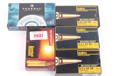Lot 2537 - (S1) 60 x 6.5x55mm rifle cartridges, inc. Sako...