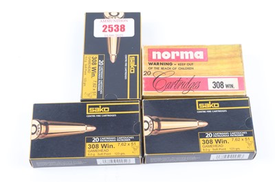 Lot 2538 - (S1) 71 x .308 Win. rifle cartridges inc. Sako...