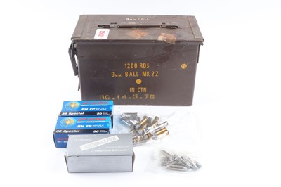 Lot 2542 - (S1) Metal ammunition tin with 111 x .38 Spl....