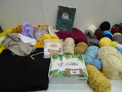 Lot 3772 - Lengths of fabrics, wools, craft kit, cutting...