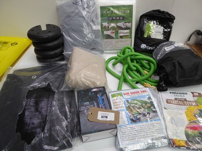 Lot 3778 - Expanding hose pipes, tarpaulins, Sun shade...