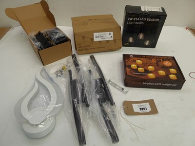 Lot 3851 - Solar wall lights, LED light chains, ceiling...