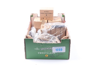 Lot 1233 - Box of various 7.62x51 cases and clips...