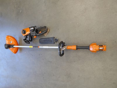 Lot 4104 - Worx cordless straight arm strimmer with no...