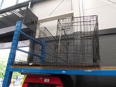 Lot 4140 - 3 fold-up metal dog cages