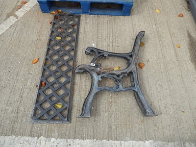 Lot 4188 - Two cast iron bench ends and a cast iron bench...