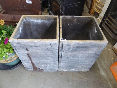 Lot 4242 - Two square garden plant pots