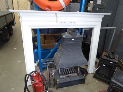 Lot 4248 - Timber fire surround and large heavy cast gas...