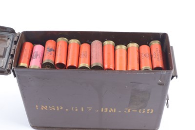 Lot 2264 - (S2) Ammunition tin with quantity of 12 bore...