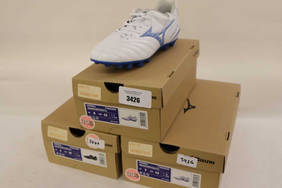 Lot 3x pairs of Mizuno Monarcida Neo football boots