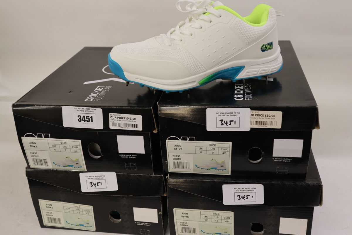 Lot 4x pairs of GM Aion spike cricket shoes