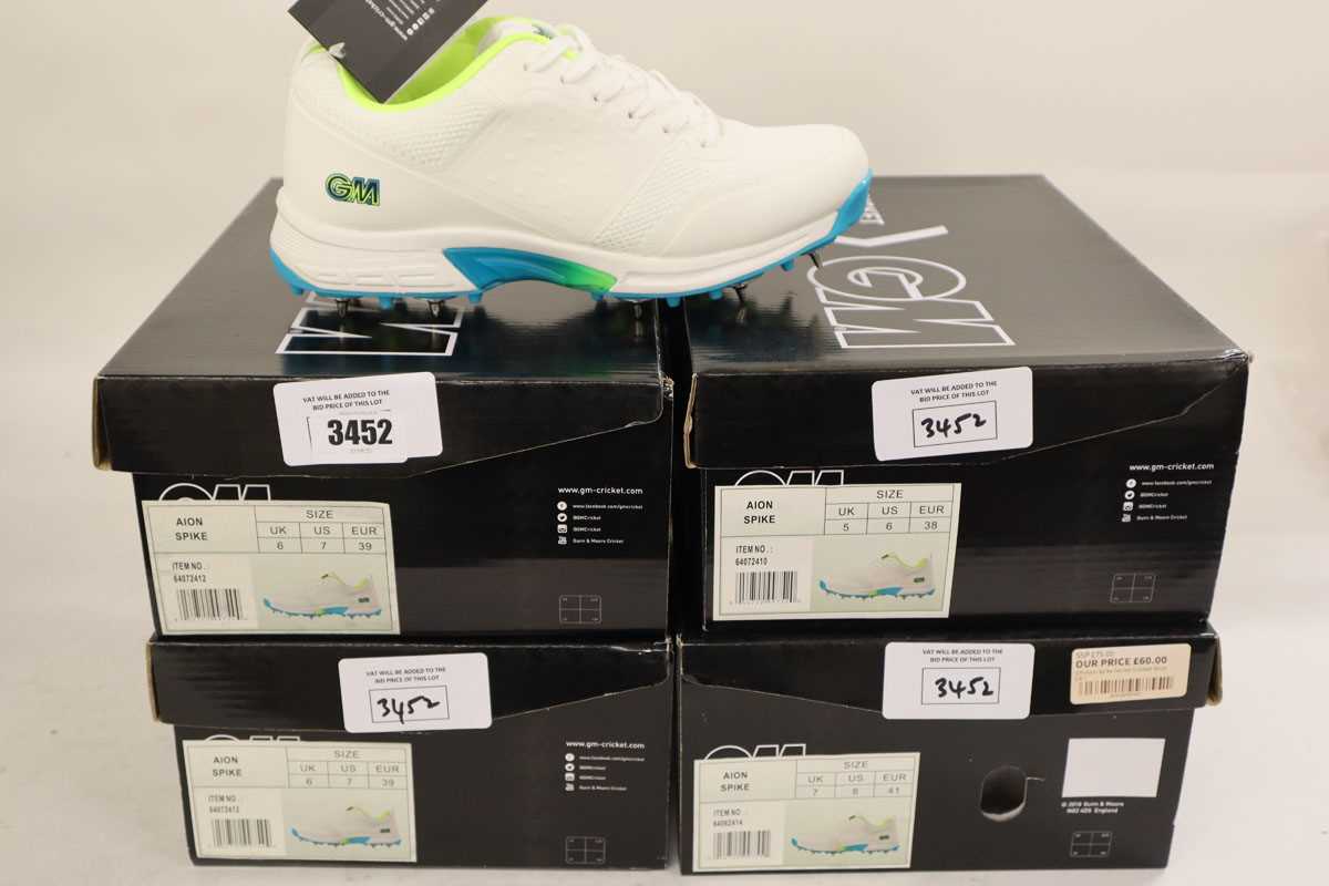 Lot 4x pairs of GM Aion spike cricket shoes