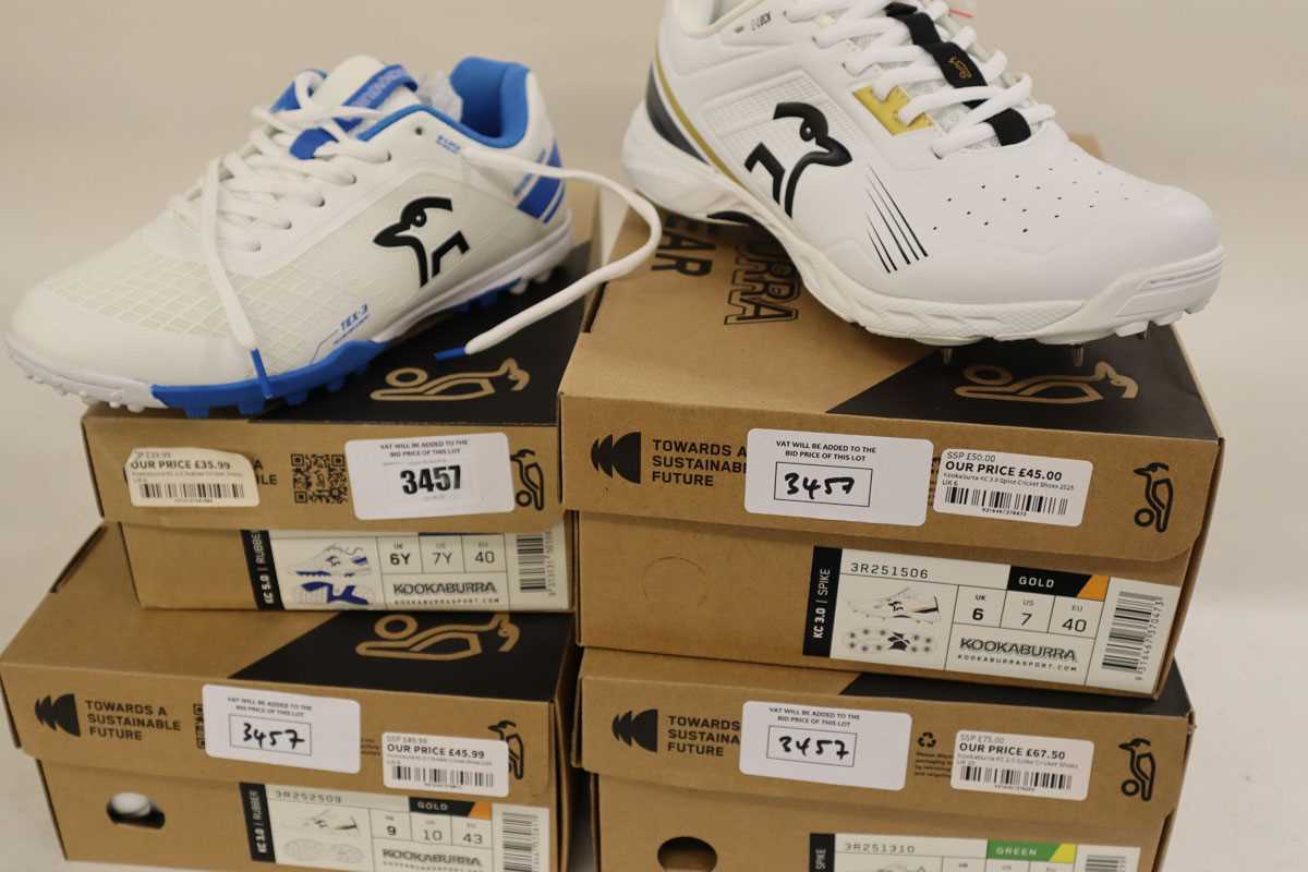 Lot 4x pair of assorted Kookaburra cricket shoes,...