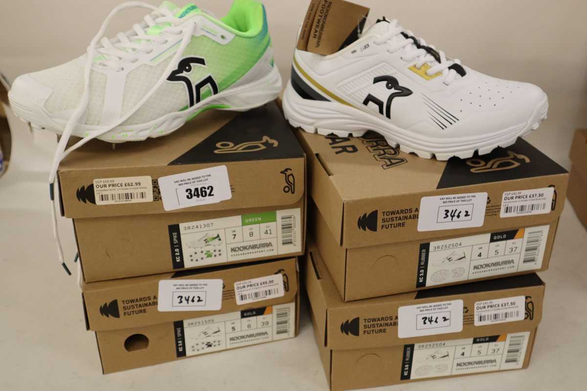 Lot 4x pairs of assorted Kookaburra cricket shoes,...