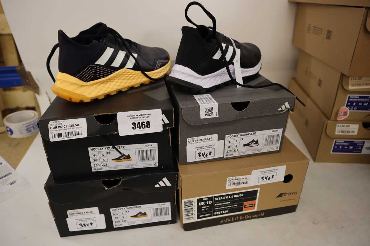 Lot 3x pair of Adidas hockey shoes and 1x Grays...