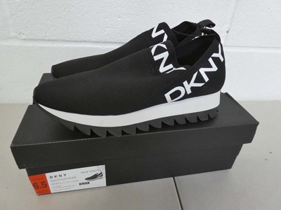 Lot 1818 - Boxed pair of DKNY slip on trainers size UK 4