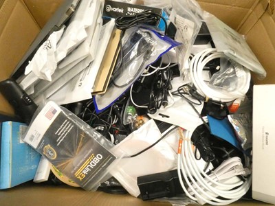 Lot 2412 - Box containing mostly cables, leads, PSUs plus...